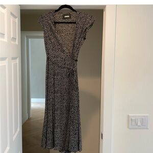 Reformation Black and White Midi Carina Wrap Dress